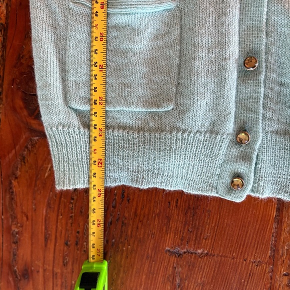 J Crew Blue Cardigan Sweater Jeweled Buttons, Pockets Size Small Italian Alpaca - Picture 8 of 10